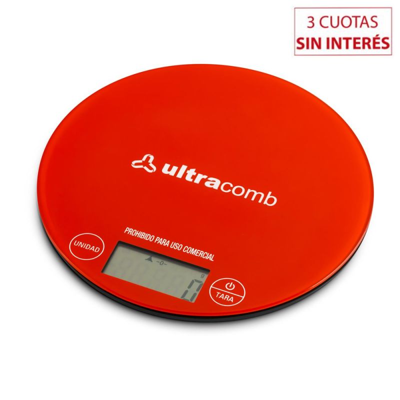 Balanza para cocina Ultracomb BL-6001 Slim Rojo