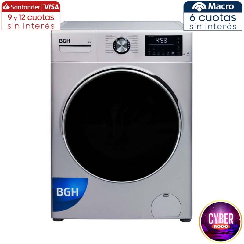 Lavarropas Automático BGH BWFI9S18 9Kg 1300Rpm Plata