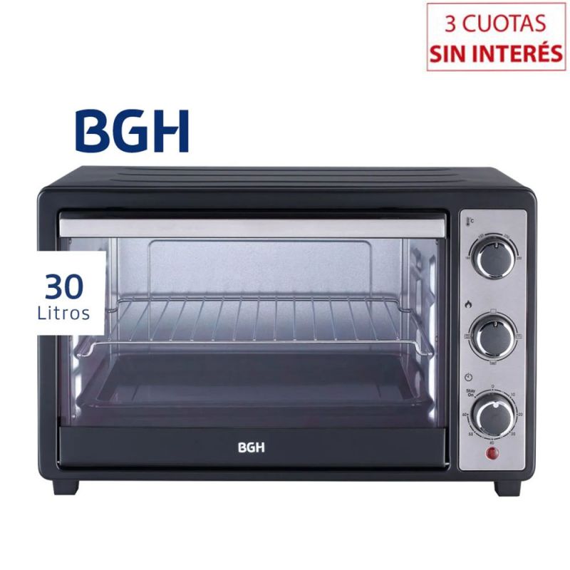 Horno Eléctrico 30Lts BGH DUO BHE30M23N Doble Grill Negro