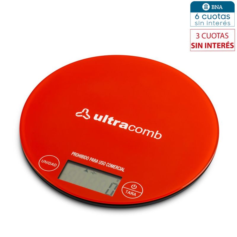 Balanza para cocina Ultracomb BL-6001 Slim Rojo