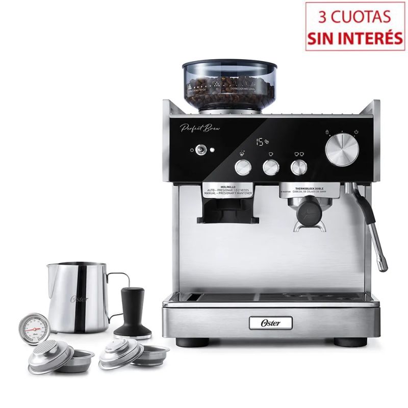 Cafetera Espresso Oster Perfect Brew BVSTEM7400-054 15 Bar C/Molinillo Inox