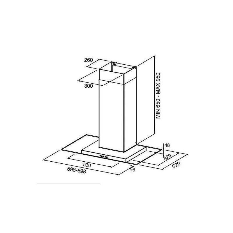 Spar Campana VETRO 1026 90CM Inox