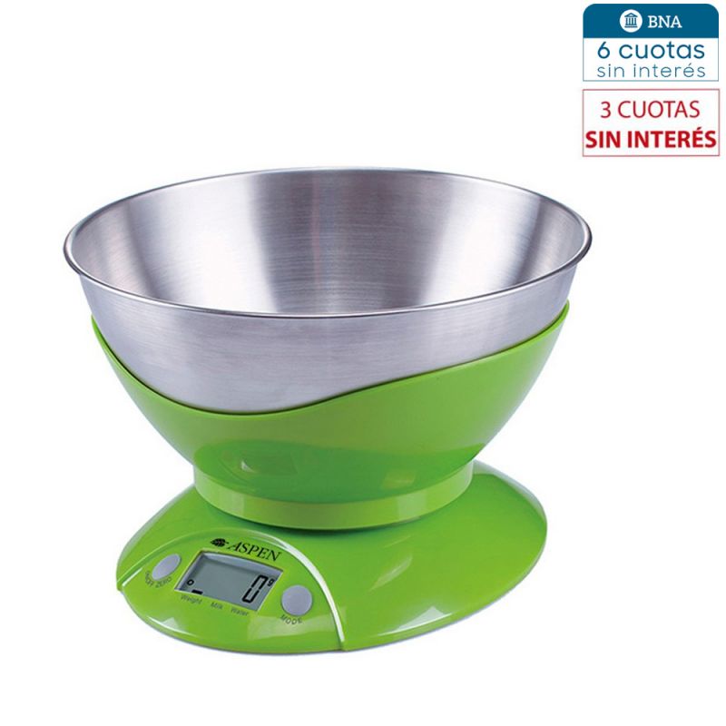 Balanza Digital de Cocina Aspen EK-3555 Verde con Inox