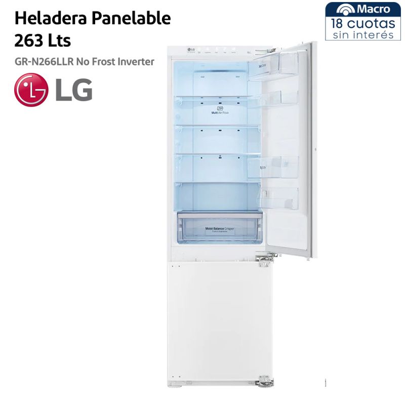 Heladera Panelable 250Lt. LG GR-N266LLR No Frost Inverter