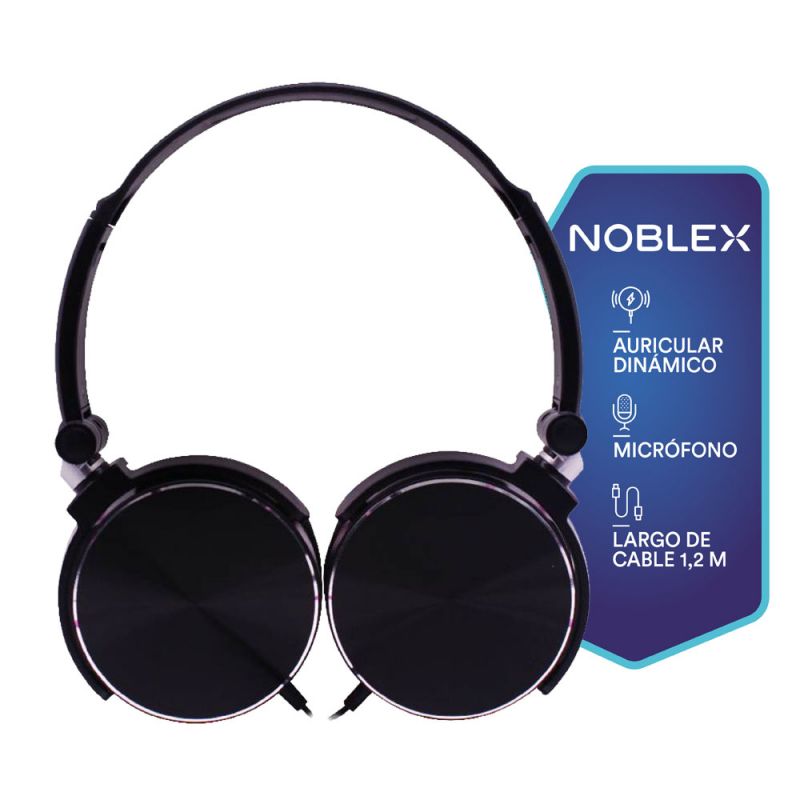 Auriculares Supraaurales Noblex HP107BB Plegable C/Micrófono Negro