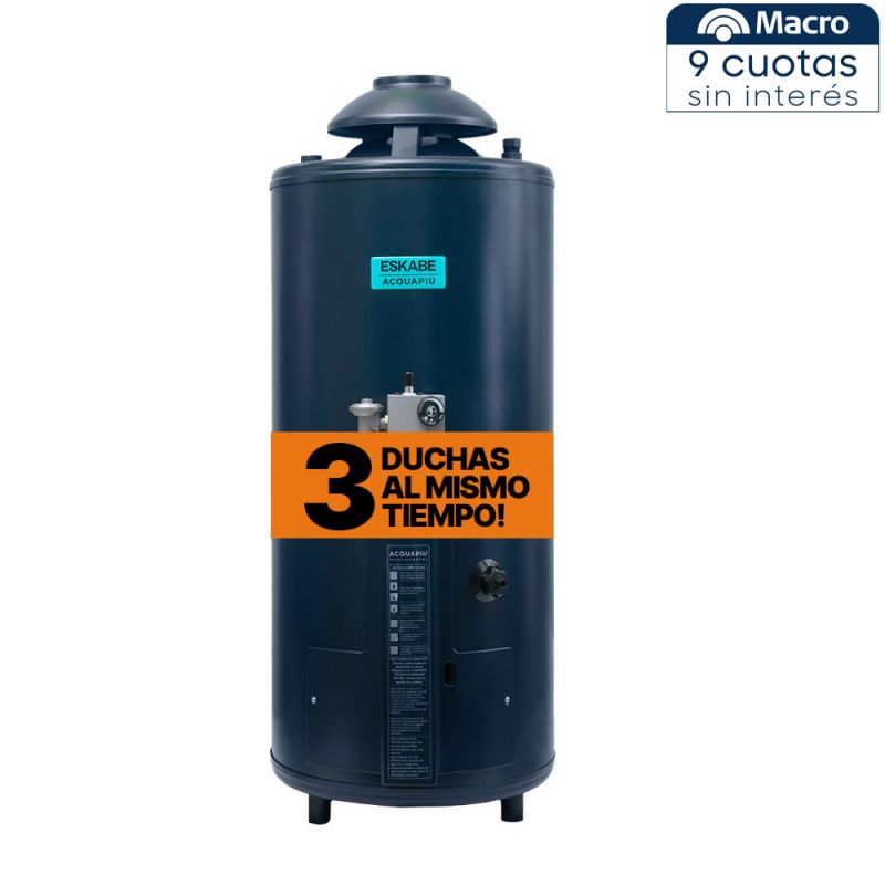 Termotanque a Gas 52Lts Eskabe Acquapiu HYBRID4 H-800 Pie C/Superior Alta recuperación Azul