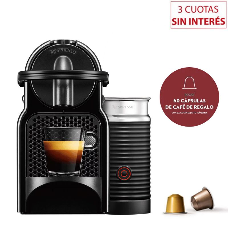 Cafetera Nespresso Inissia Black + Aero A3D40-AR-BK-NE (I319549)