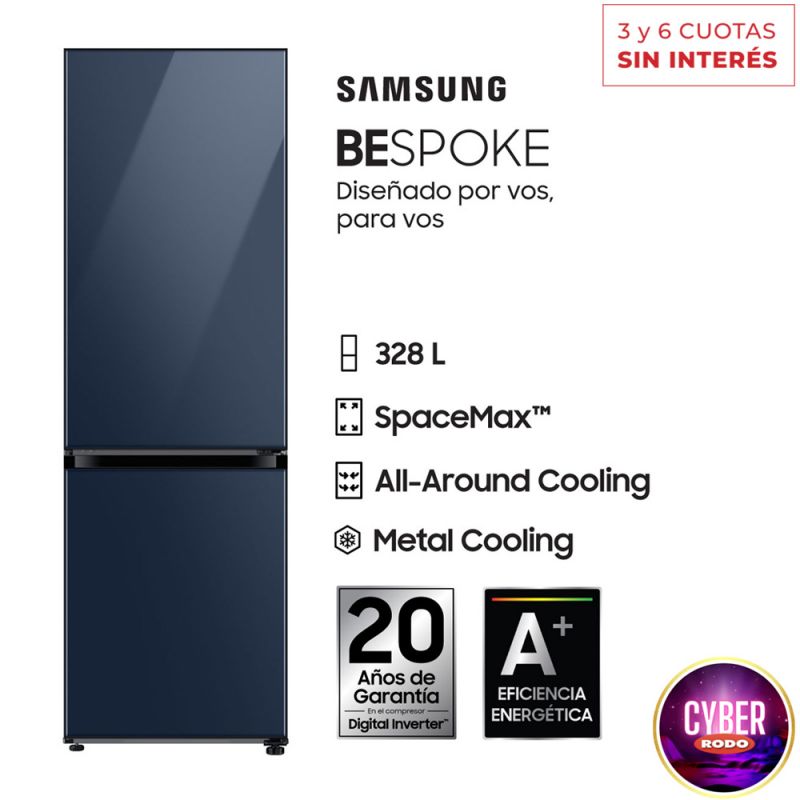 Heladera C/Freezer Combi 328Lts Samsung Bespoke RB33A307041 Inverter No Frost Glam Navy