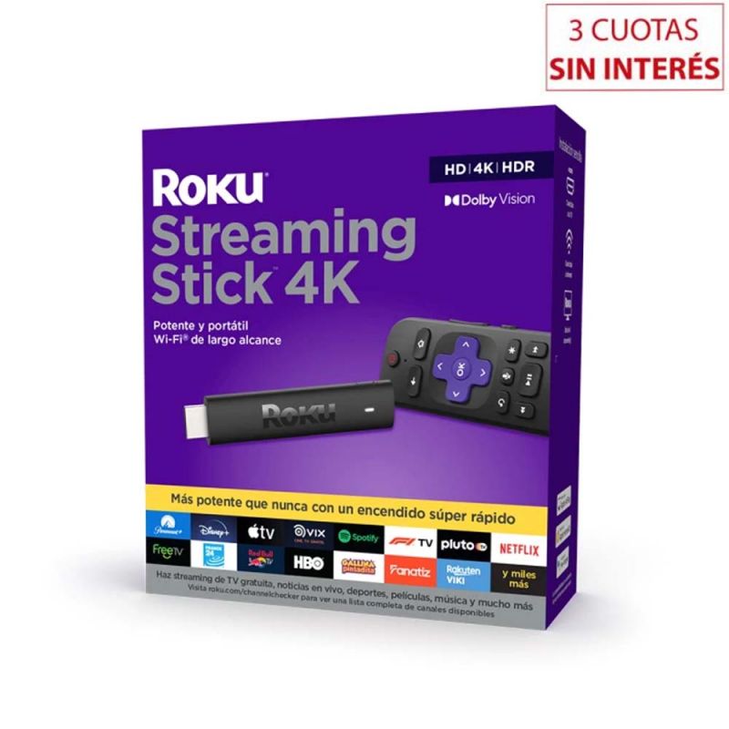 Reproductor Streaming 1GB Roku Stick 3820R 4K+HDR Dolby Vision Negro