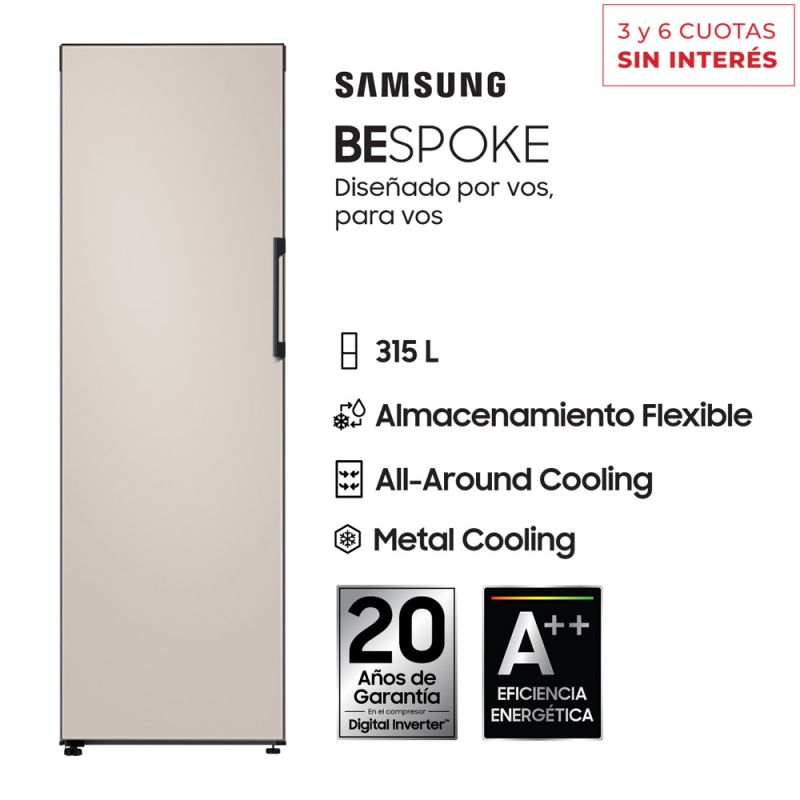 Heladera One Door 315Lts Samsung Bespoke RZ32A744539 No Frost Inverter Satin Beige
