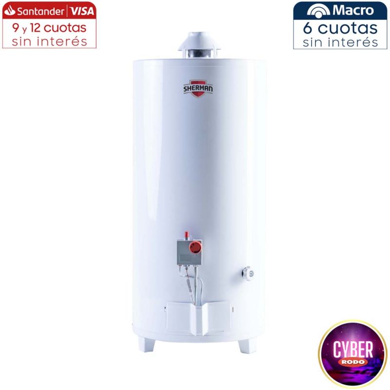 Termotanque Gas 80Lts Sherman TPGP080MSH13 Pie C/Superior Blanco