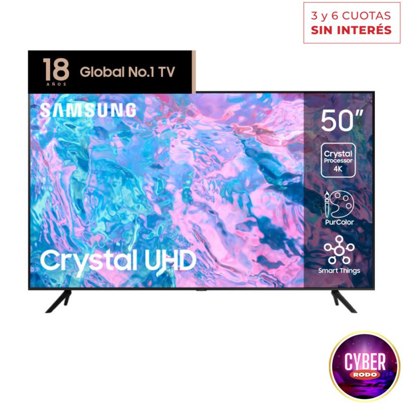 Smart TV 50" Samsung 4K UHD Crystal UN50CU7000GCZB Negro
