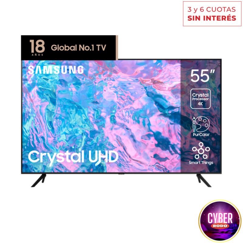 Smart TV 55" Samsung 4K UHD Crystal UN55CU7000GCZB Negro