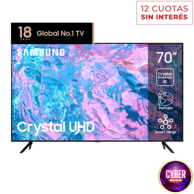 Smart TV 70" Samsung 4K UHD Crystal UN70CU7000GCZB Negro