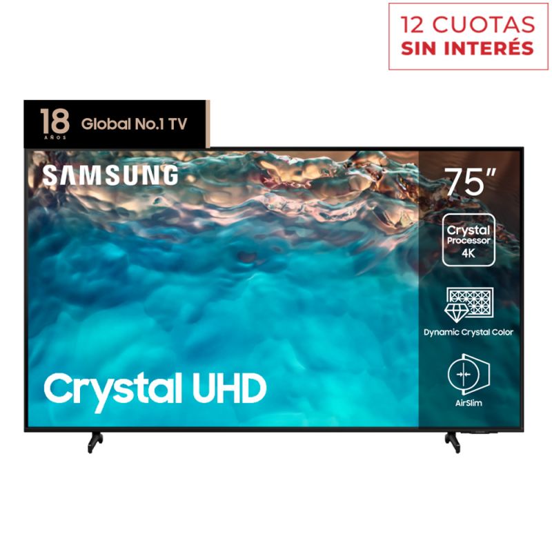 Smart TV 75" Samsung 4K UHD UN75BU8000GCZB Negro