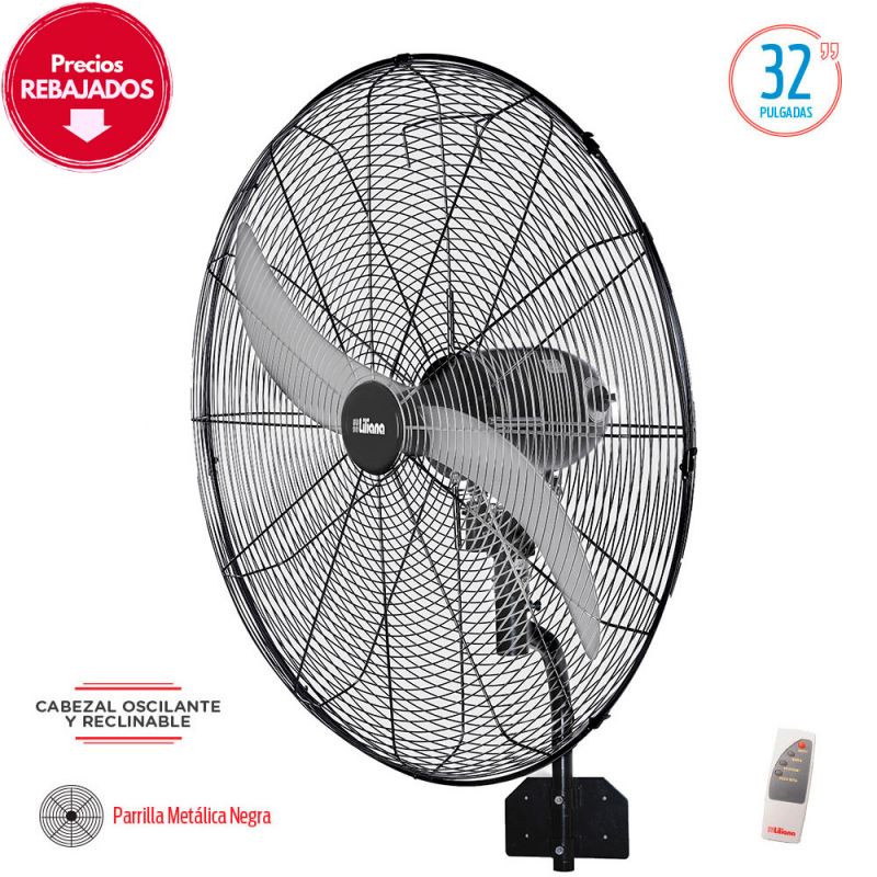 Ventilador de Pared Industrial 32" Liliana VWIT32 con C/Remoto Negro